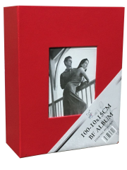 10x15cm 100’lük Çerçeveli Vinleks Deri Albüm Kırmızı