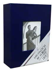 10x15cm 100’lük Çerçeveli Vinleks Deri Albüm Lacivert