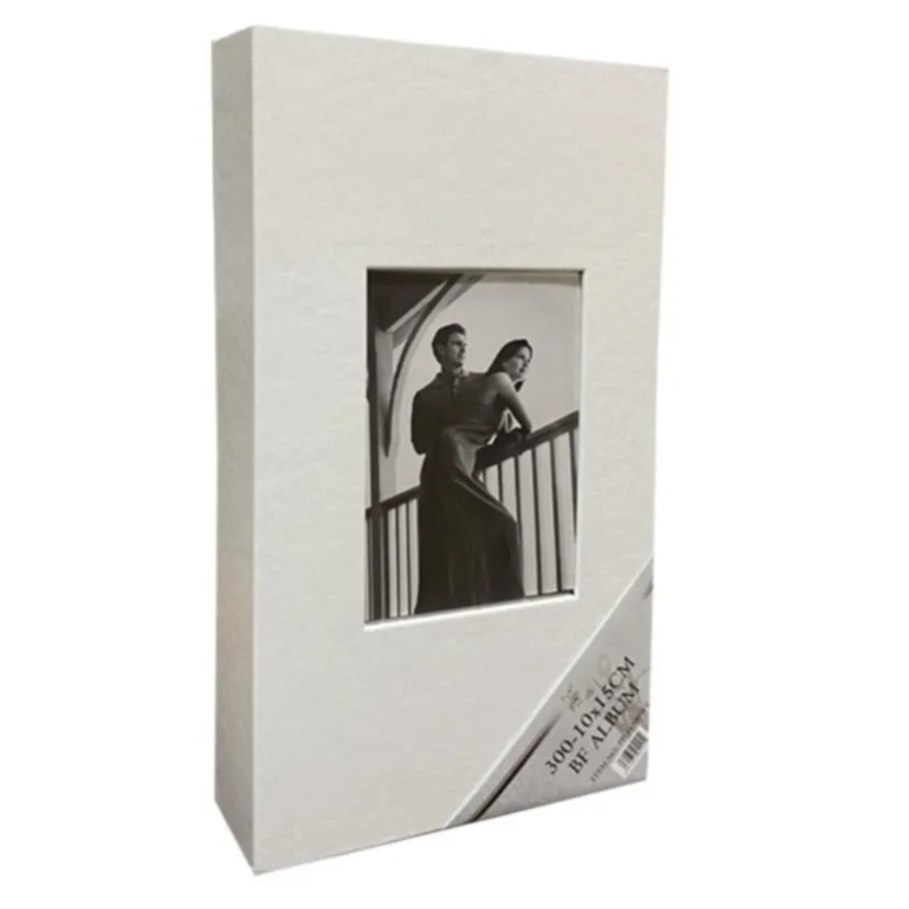 10x15cm 300’lük Çerçeveli Vinleks Deri Albüm Beyaz