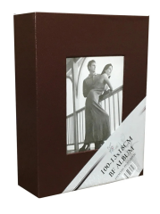 13x18cm 100’lük Çerçeveli Vinleks Deri Albüm Kahverengi