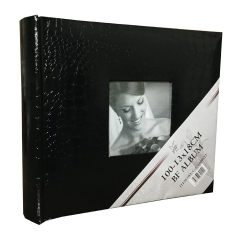 13x18cm 100’lük Hatıra Yazılabilir Çerçeveli Desenli Vinleks Deri Albüm Siyah