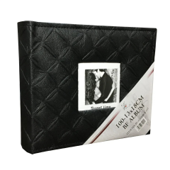 13x18cm 100’lük Hatıra Yazılabilir Çerçeveli Kabartma Vinleks Deri Albüm