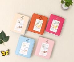 Instax Mini Albüm-64 Fotoğraf Kapasiteli 6x9cm  8Renk Beyaz-Siyah-pembe ve Mavi