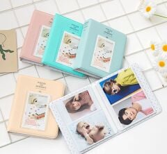 Instax Mini Albüm-48Fotoğraf Kapasiteli 6x9cm 8Renk Beyaz-Siyah-pembe ve Mavi