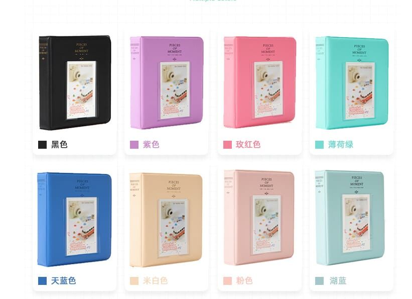 Instax Mini Albüm-48Fotoğraf Kapasiteli 6x9cm 8Renk Beyaz-Siyah-pembe ve Mavi