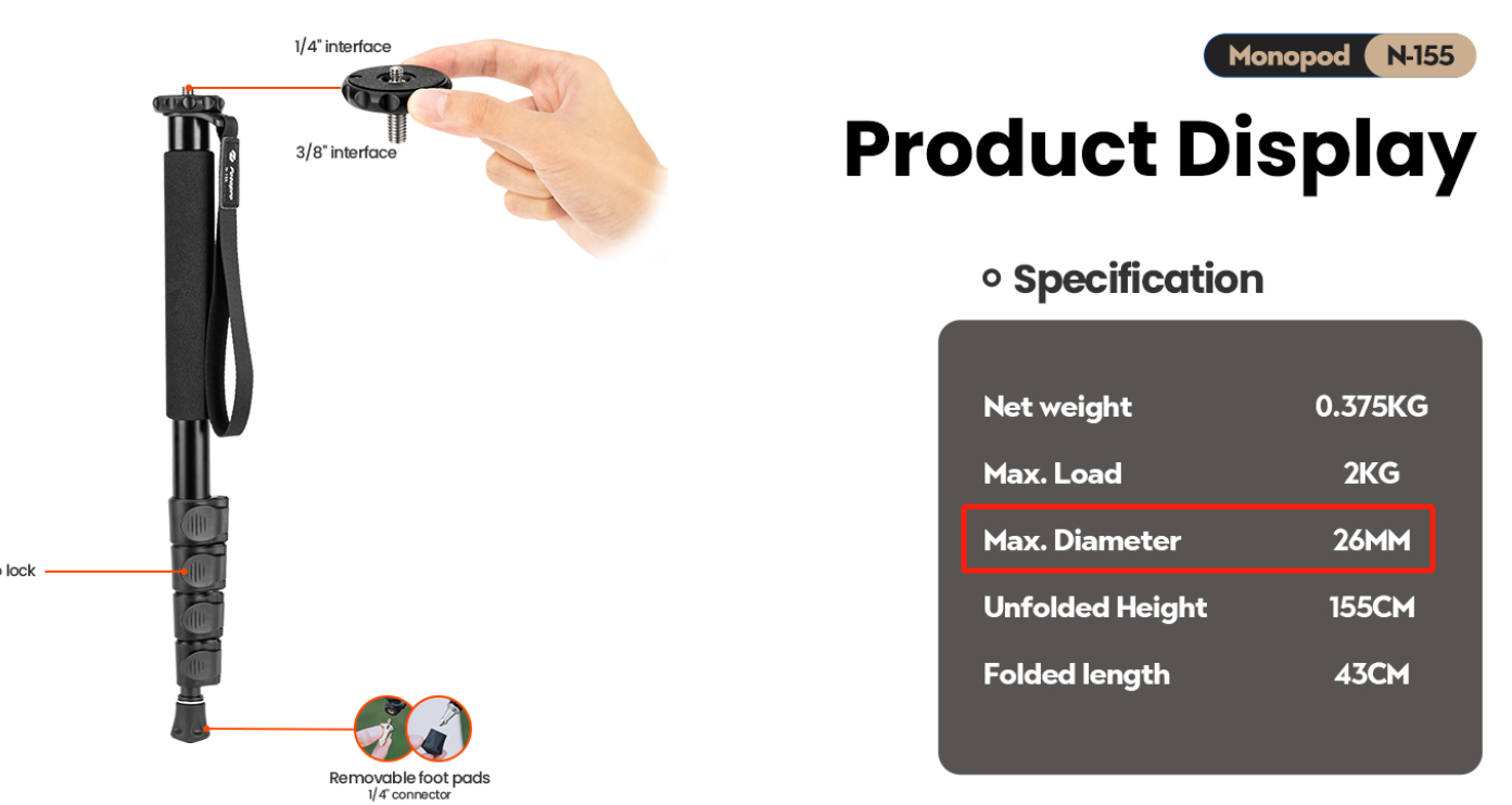 Fotopro N-155 monopod 155cm