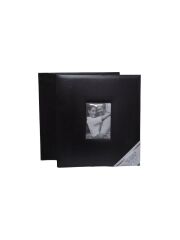 10x15cm 600’lük Pencereli Kutulu  Deri Albüm Box Siyah